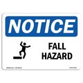 Signmission OSHA Sign, Fall Hazard With Symbol, 24in X 18in Decal, 24" W, 18" H, Landscape, OS-NS-D-1824-L-12428 OS-NS-D-1824-L-12428